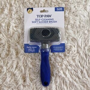 Top Paw Self Cleaning Soft Slicker Brush Dog Grooming All Hair Lengths NEW